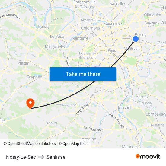 Noisy-Le-Sec to Senlisse map