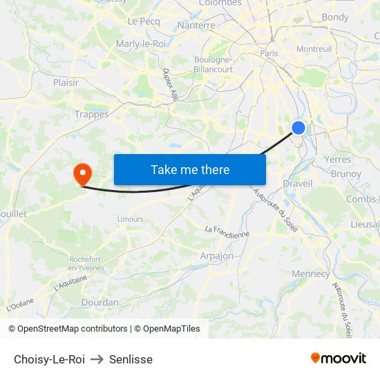 Choisy-Le-Roi to Senlisse map