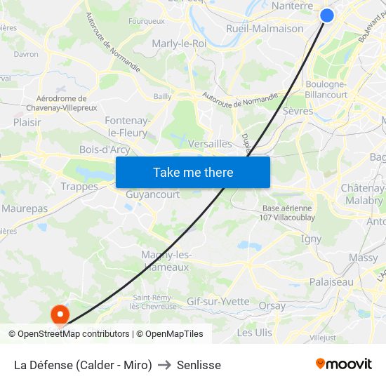 La Défense (Calder - Miro) to Senlisse map