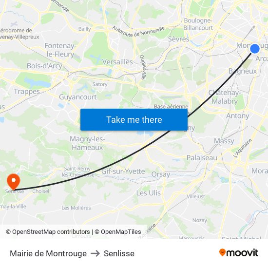 Mairie de Montrouge to Senlisse map