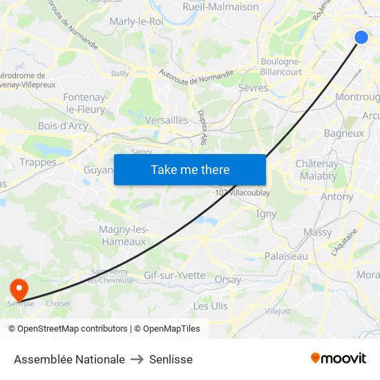 Assemblée Nationale to Senlisse map