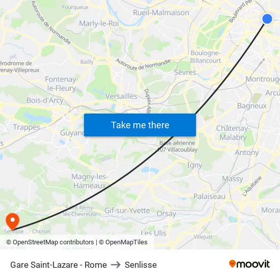 Gare Saint-Lazare - Rome to Senlisse map