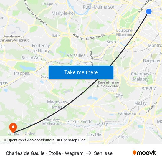 Charles de Gaulle - Étoile - Wagram to Senlisse map