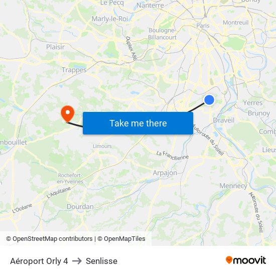 Aéroport Orly 4 to Senlisse map