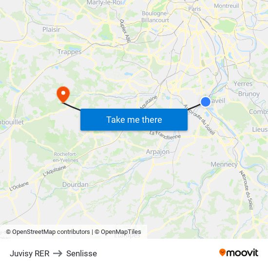 Juvisy RER to Senlisse map
