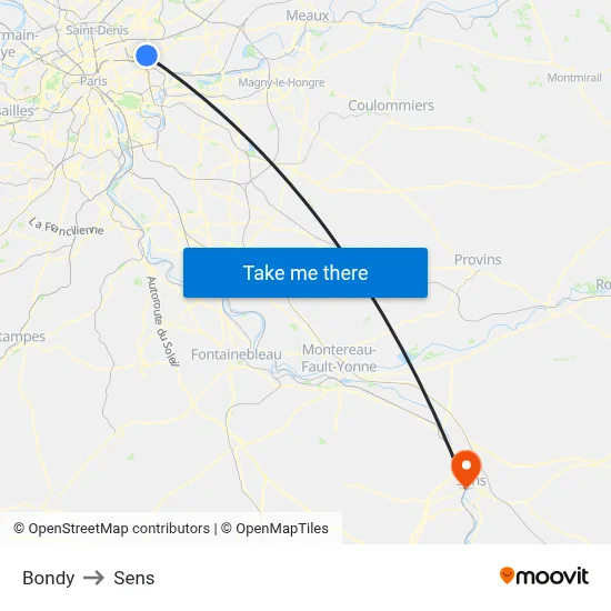 Bondy to Sens map