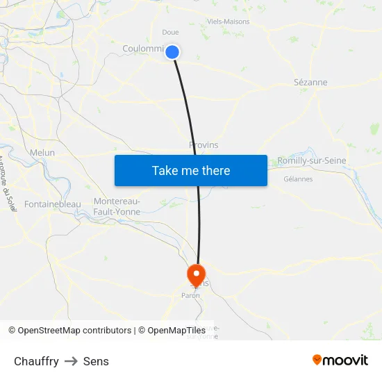 Chauffry to Sens map