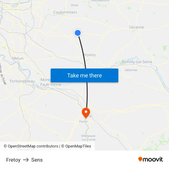 Fretoy to Sens map
