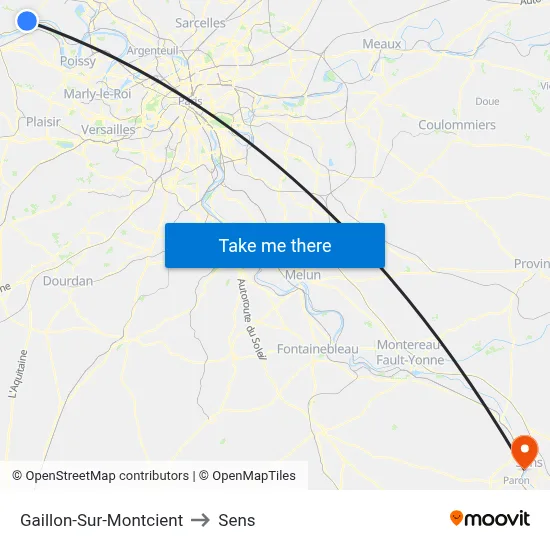 Gaillon-Sur-Montcient to Sens map