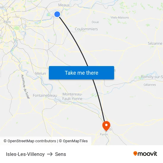 Isles-Les-Villenoy to Sens map