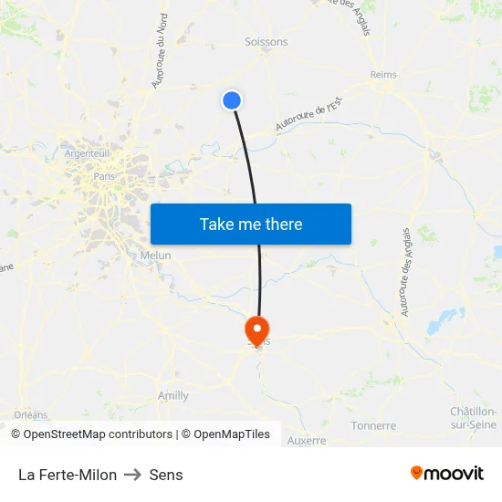 La Ferte-Milon to Sens map