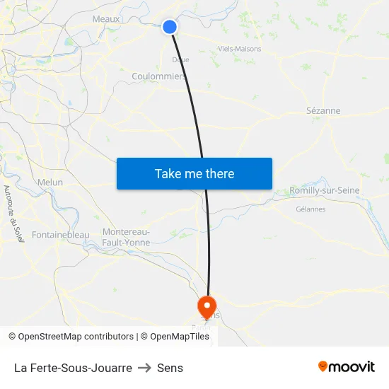La Ferte-Sous-Jouarre to Sens map