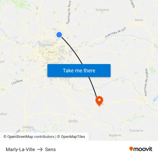 Marly-La-Ville to Sens map