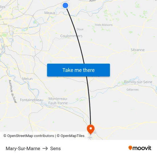 Mary-Sur-Marne to Sens map