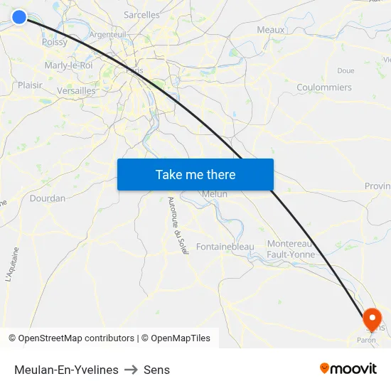 Meulan-En-Yvelines to Sens map