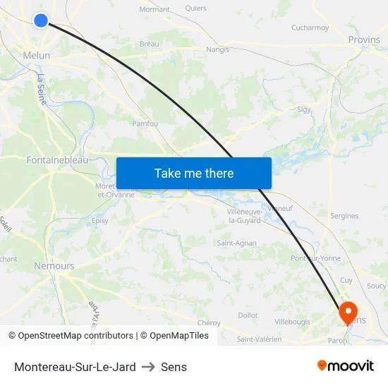 Montereau-Sur-Le-Jard to Sens map