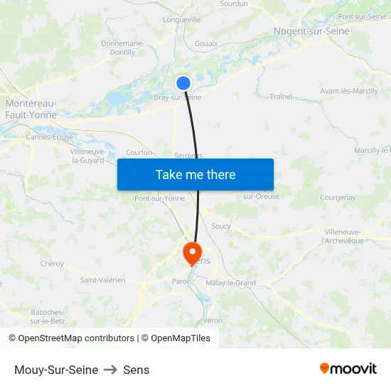 Mouy-Sur-Seine to Sens map