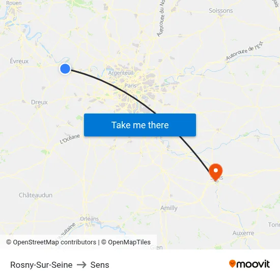 Rosny-Sur-Seine to Sens map