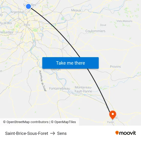Saint-Brice-Sous-Foret to Sens map