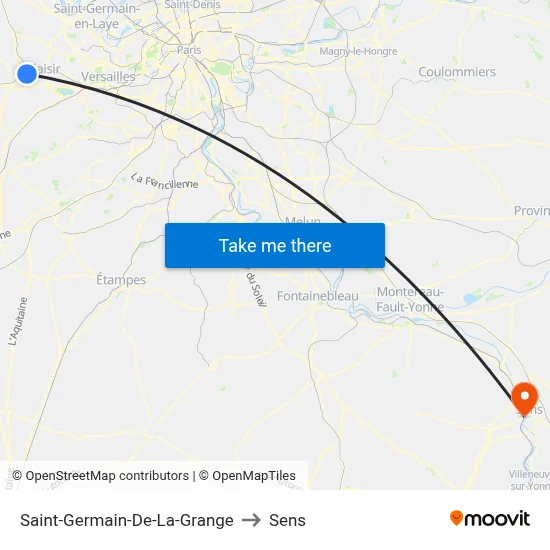 Saint-Germain-De-La-Grange to Sens map