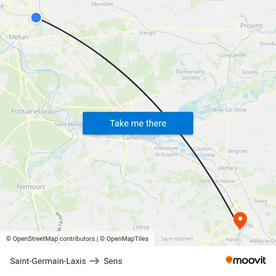 Saint-Germain-Laxis to Sens map