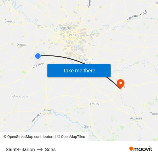 Saint-Hilarion to Sens map