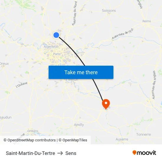 Saint-Martin-Du-Tertre to Sens map