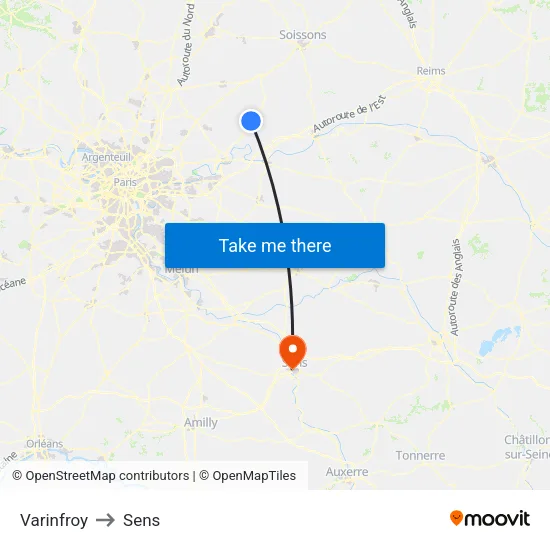 Varinfroy to Sens map