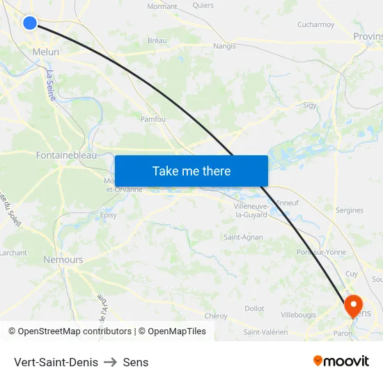 Vert-Saint-Denis to Sens map