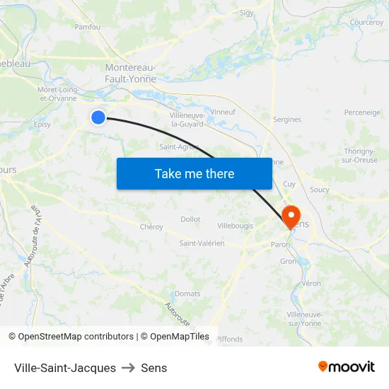 Ville-Saint-Jacques to Sens map