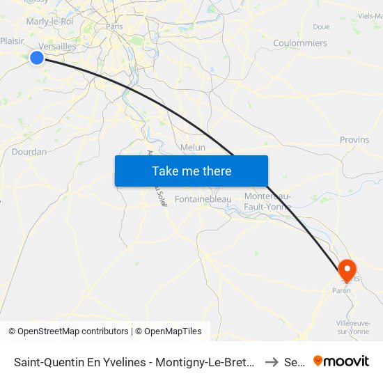 Saint-Quentin En Yvelines - Montigny-Le-Bretonneux to Sens map