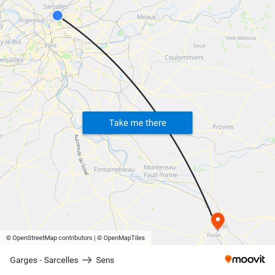 Garges - Sarcelles to Sens map