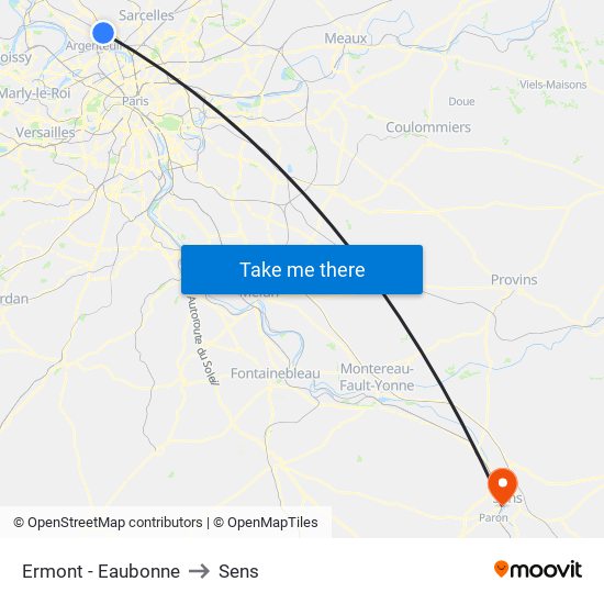 Ermont - Eaubonne to Sens map