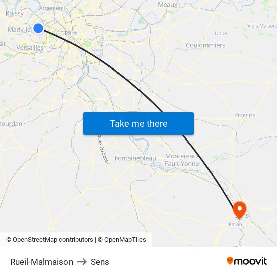 Rueil-Malmaison to Sens map