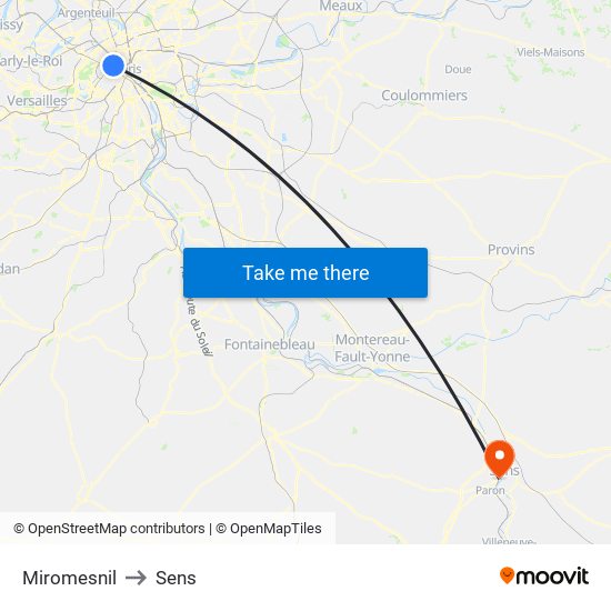 Miromesnil to Sens map