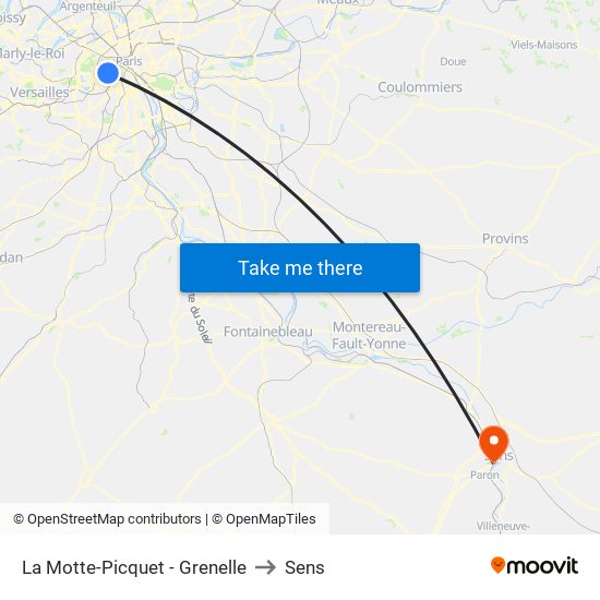 La Motte-Picquet - Grenelle to Sens map