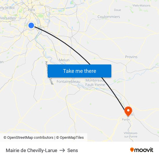 Mairie de Chevilly-Larue to Sens map