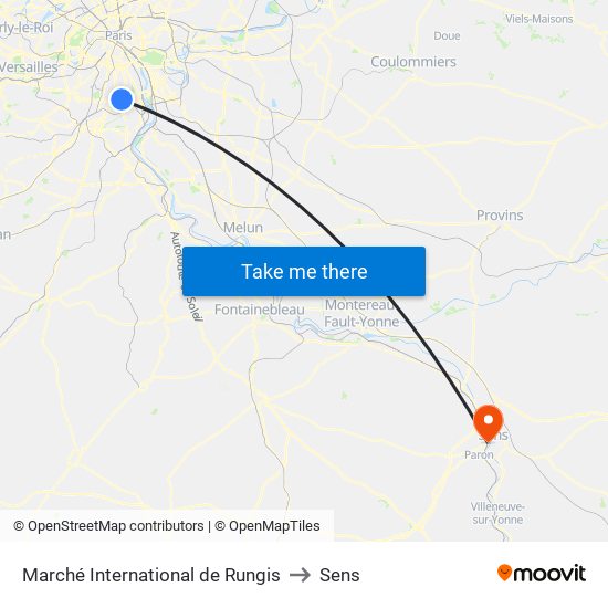 Marché International de Rungis to Sens map