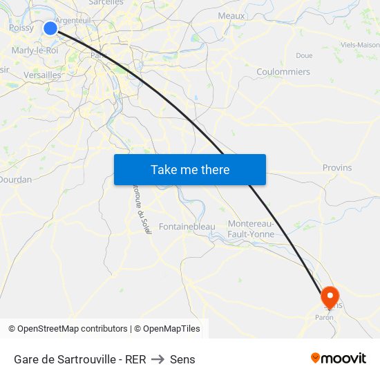 Gare de Sartrouville - RER to Sens map