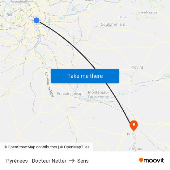 Pyrénées - Docteur Netter to Sens map