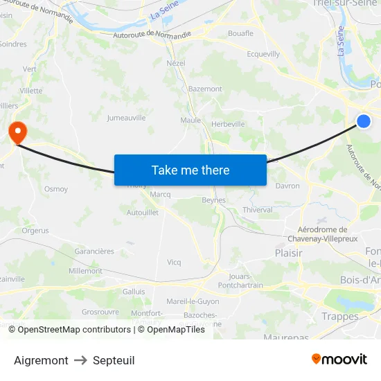 Aigremont to Septeuil map