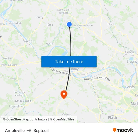 Ambleville to Septeuil map