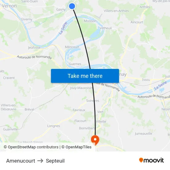 Amenucourt to Septeuil map