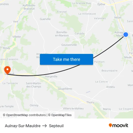 Aulnay-Sur-Mauldre to Septeuil map