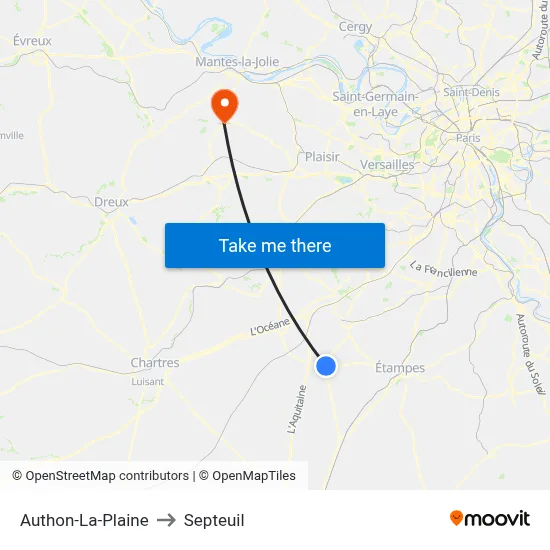 Authon-La-Plaine to Septeuil map