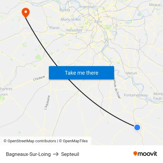 Bagneaux-Sur-Loing to Septeuil map