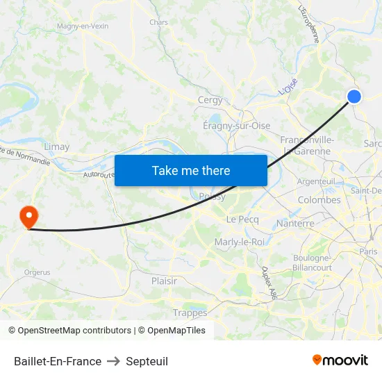 Baillet-En-France to Septeuil map