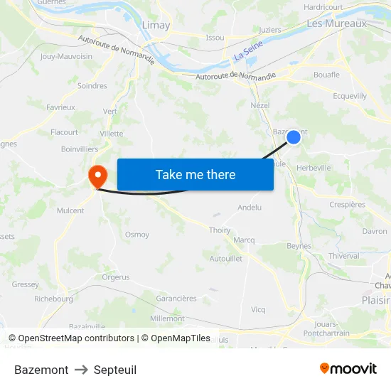 Bazemont to Septeuil map