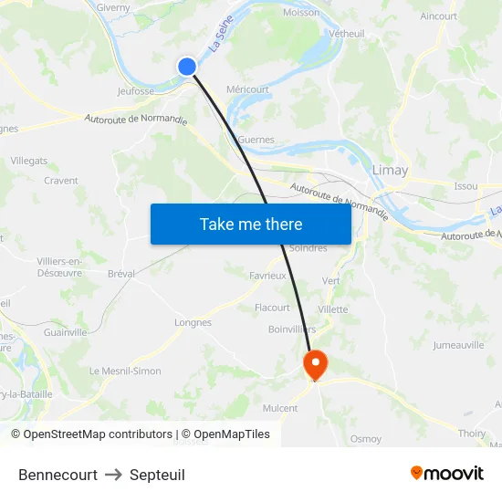 Bennecourt to Septeuil map