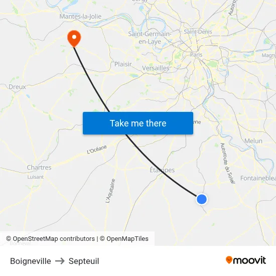 Boigneville to Septeuil map